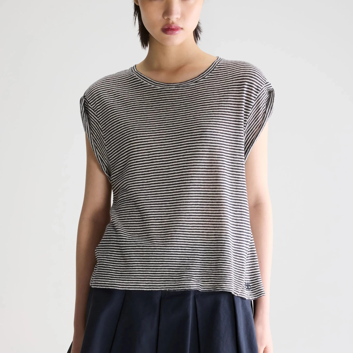 Bellerose Vlyn Sleeveless Knitted T-Shirt Stripe A - Steranko Clothing Manchester