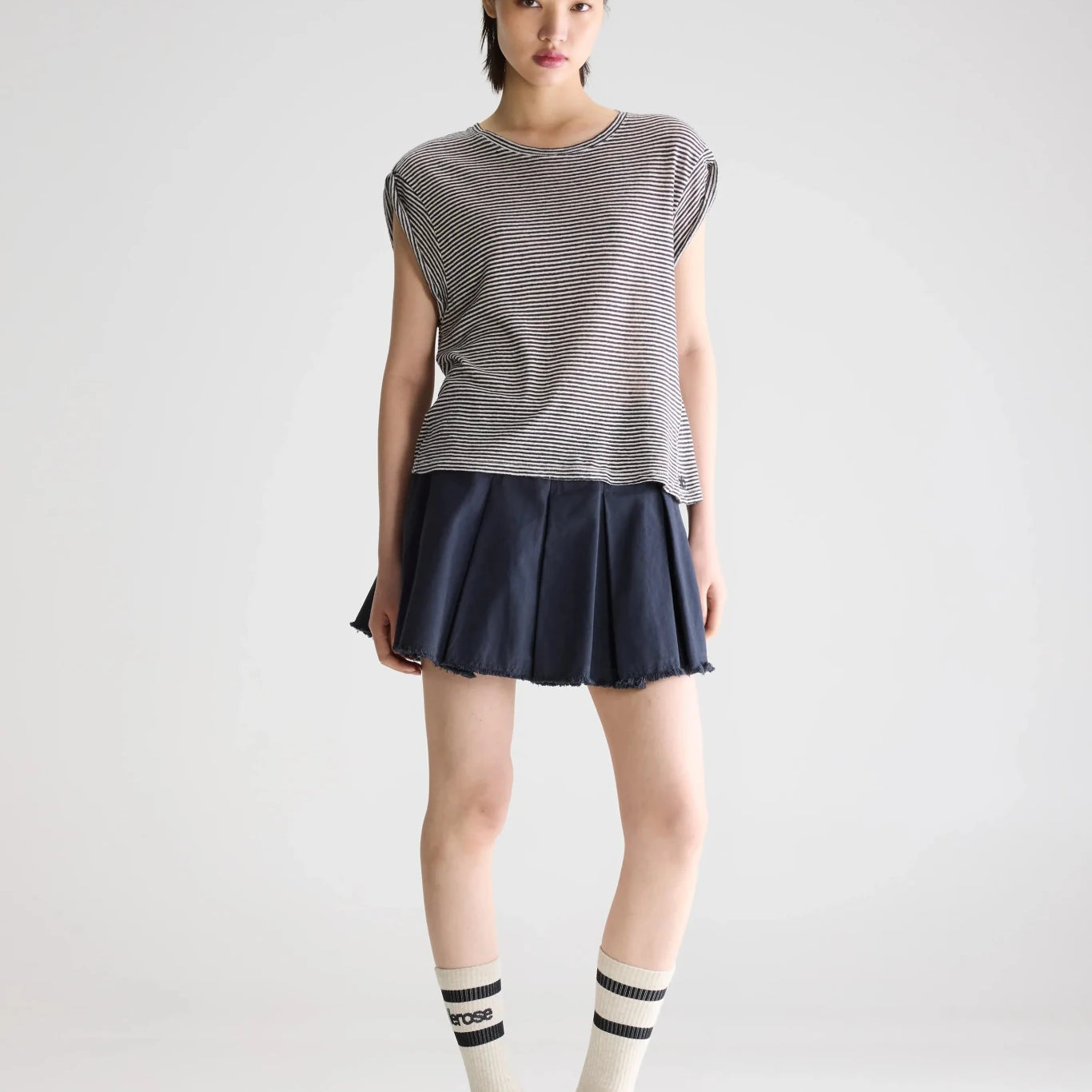 Bellerose Vlyn Sleeveless Knitted T-Shirt Stripe A - Steranko Clothing Manchester
