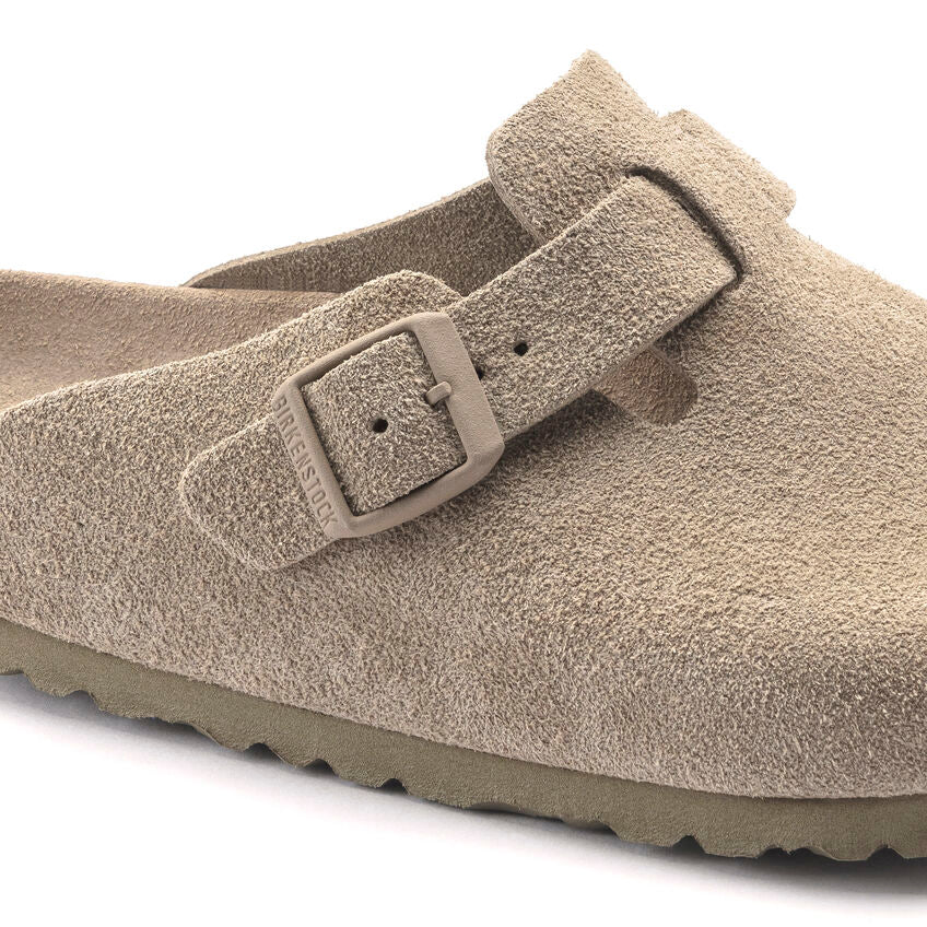 Birkenstock Boston Soft Footbed Suede Leather - Faded Khaki - Steranko Clothing Manchester