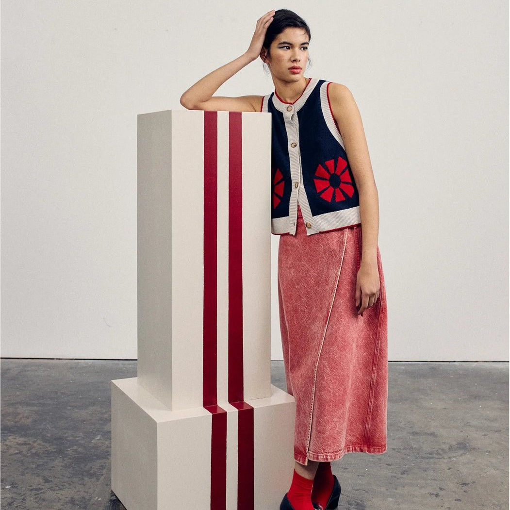 Bobo Choses Flower Knitted Vest Navy Blue - Steranko Clothing Manchester