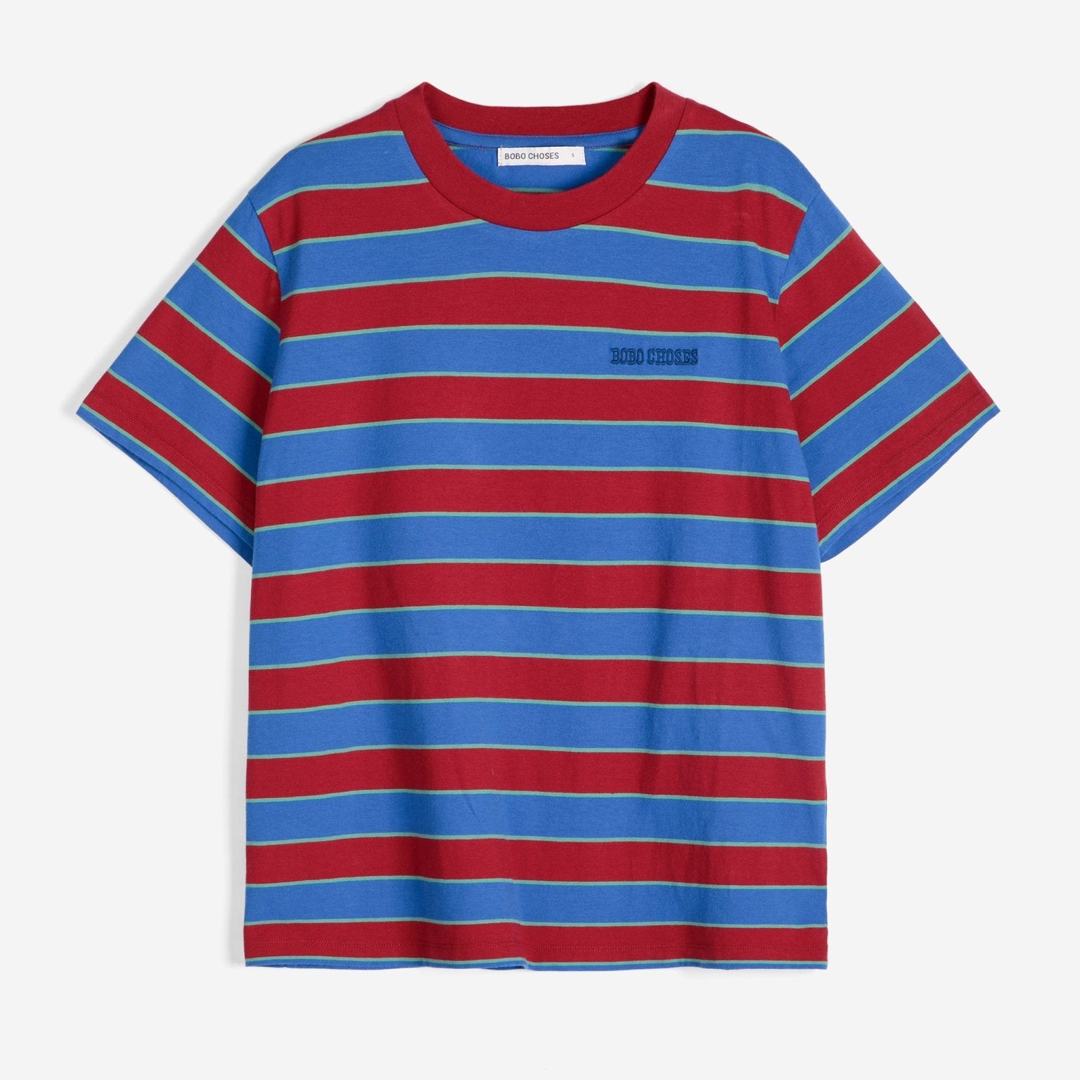 Bobo Choses Striped Cropped T-Shirt Red / Blue / Green - Steranko Clothing Manchester