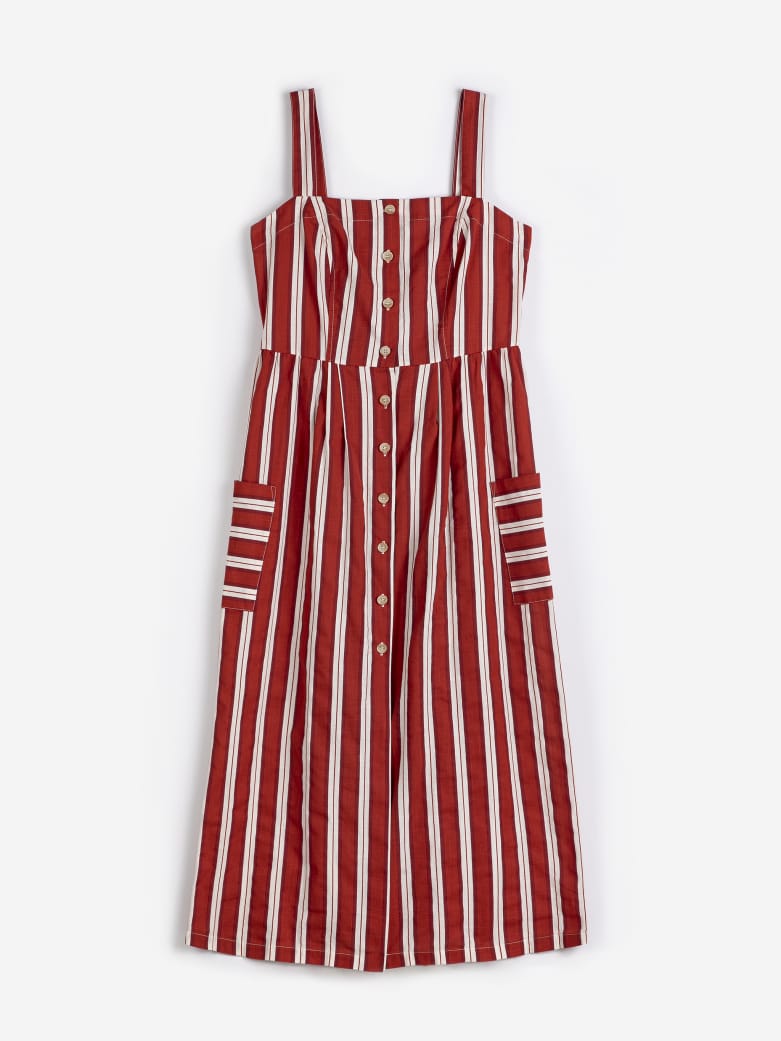 Bobo Choses Striped Evasé Strap Dress Red / White - Steranko Clothing Manchester