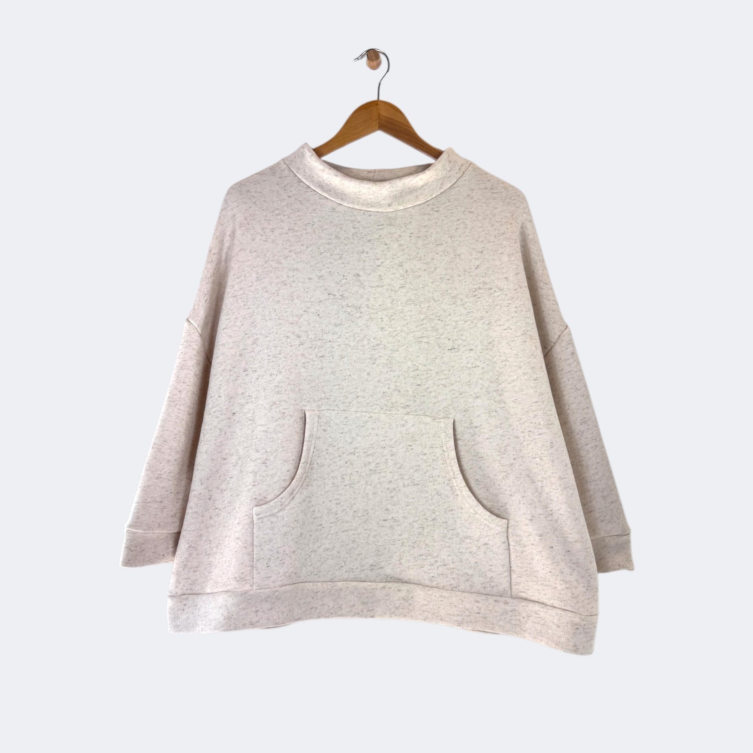 boniface Pouched Pocket Smock Neck Sweatshirt Natural Heather - Steranko Clothing Manchester
