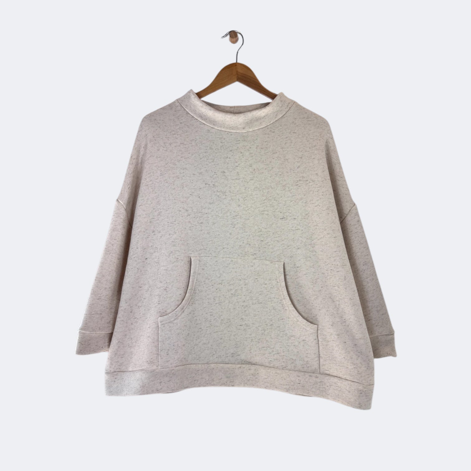 boniface Pouched Pocket Smock Neck Sweatshirt Natural Heather - Steranko Clothing Manchester