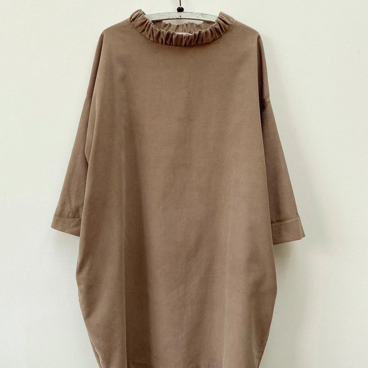 boniface Ruched Neck Cocoon Dress Beige Cord - Steranko Clothing Manchester
