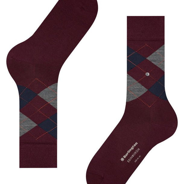 Burlington Edinburgh Socks Claret - Steranko Clothing Manchester