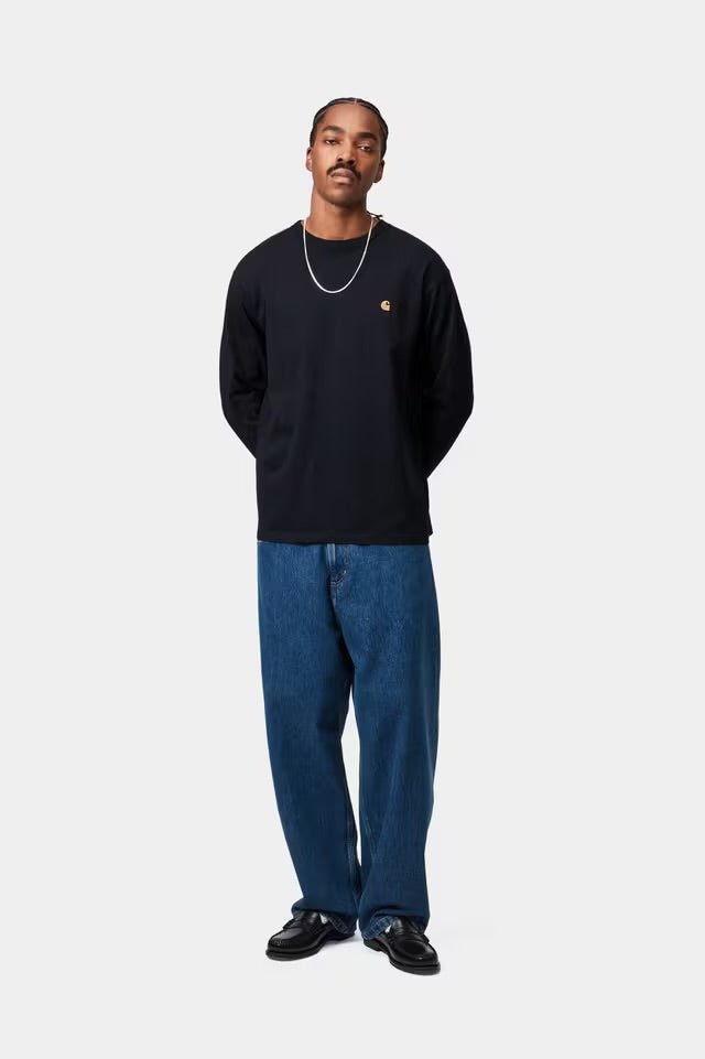 Carhartt L/S Chase T-shirt Dark Navy/Gold - Steranko Clothing Manchester