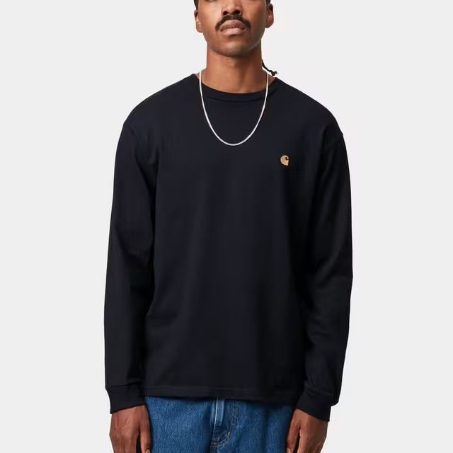 Carhartt L/S Chase T-shirt Dark Navy/Gold - Steranko Clothing Manchester