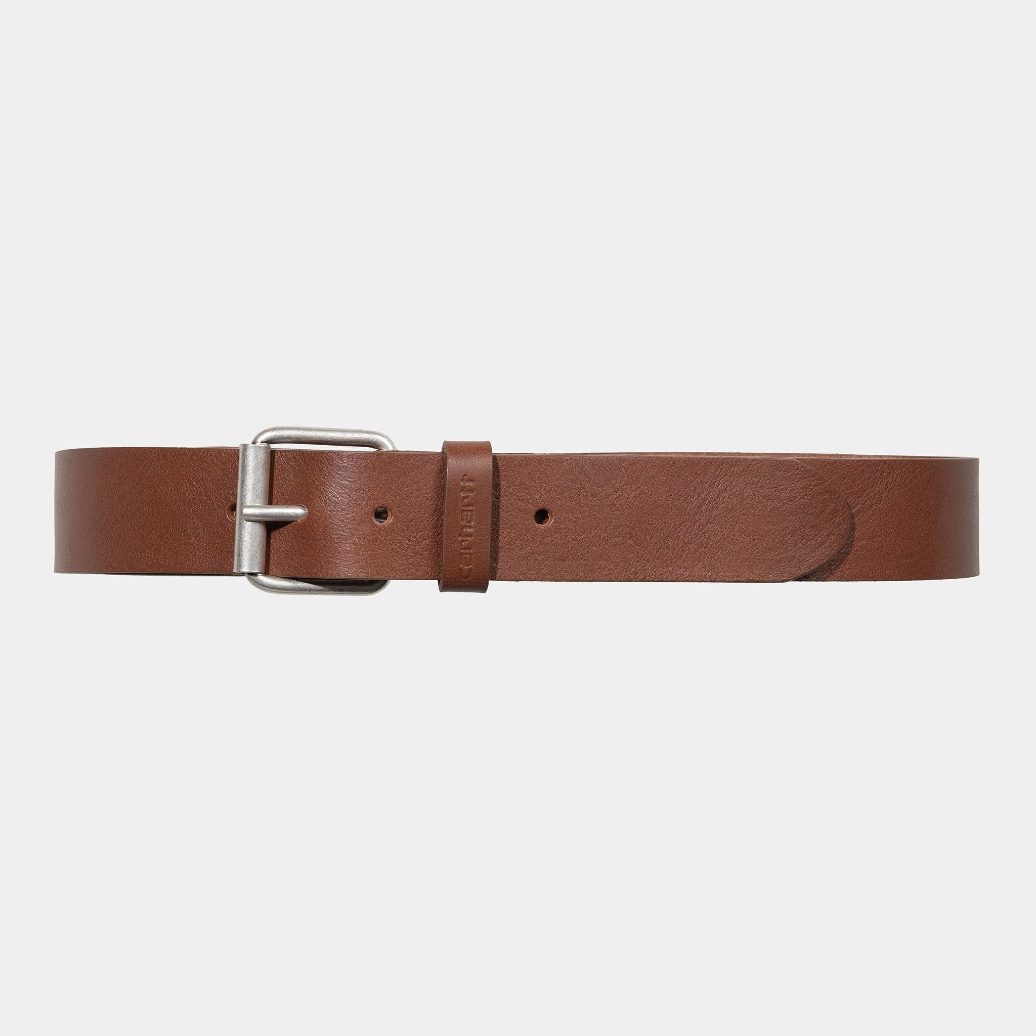 Carhartt Script Belt 100% Leather Cognac/ Silver - Steranko Clothing Manchester