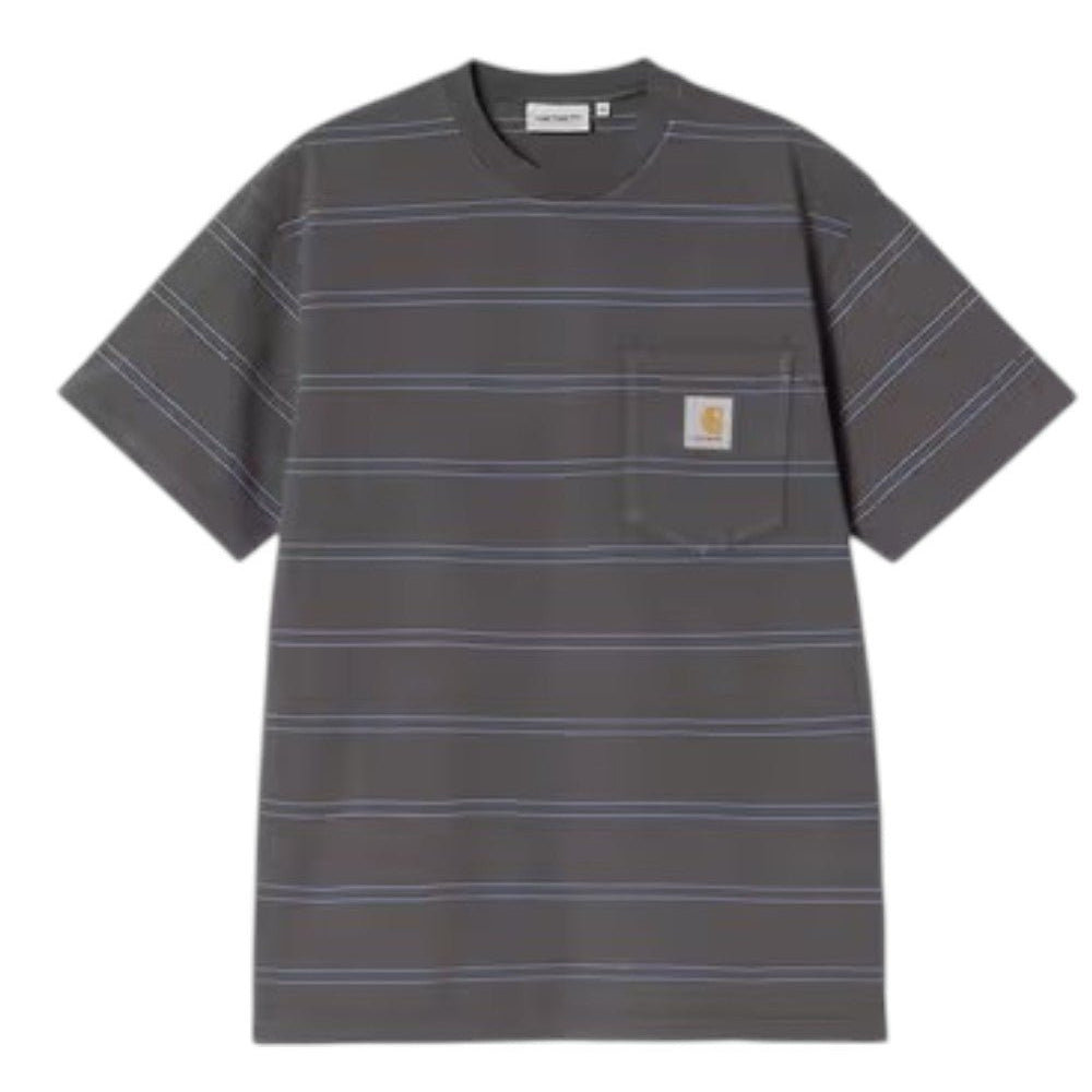 Carhartt S/S Bert Pocket Stripe T-Shirt Graphite/Curacao - Steranko Clothing Manchester