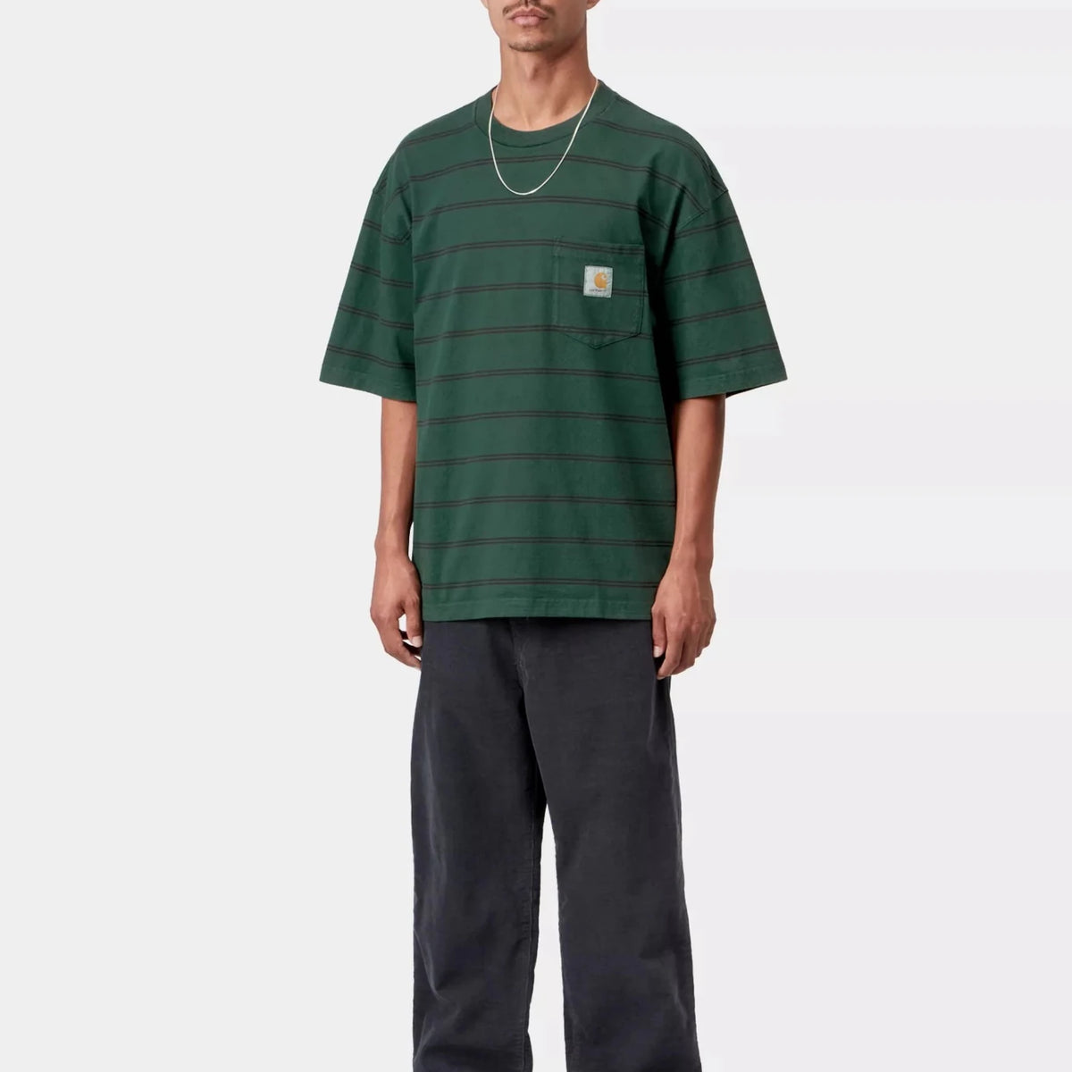 Carhartt S/S Cardona Pocket T-Shirt Cardona Stripe/Natural/Dark Scarab - Steranko Clothing Manchester