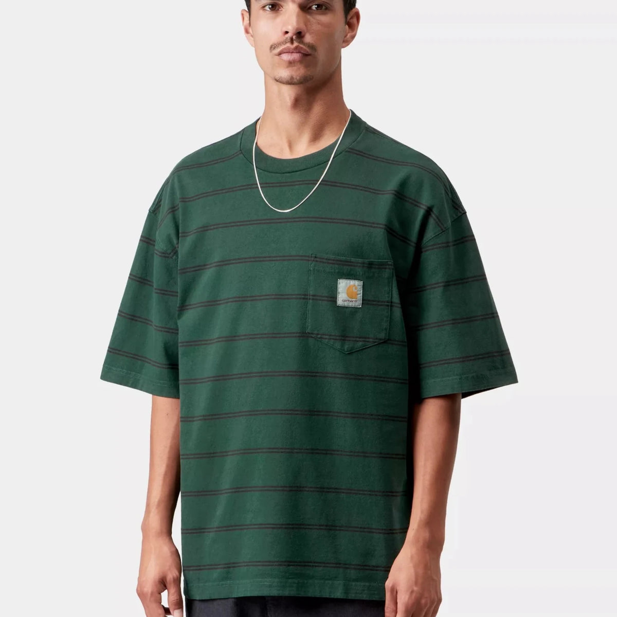 Carhartt S/S Cardona Pocket T-Shirt Cardona Stripe/Natural/Dark Scarab - Steranko Clothing Manchester