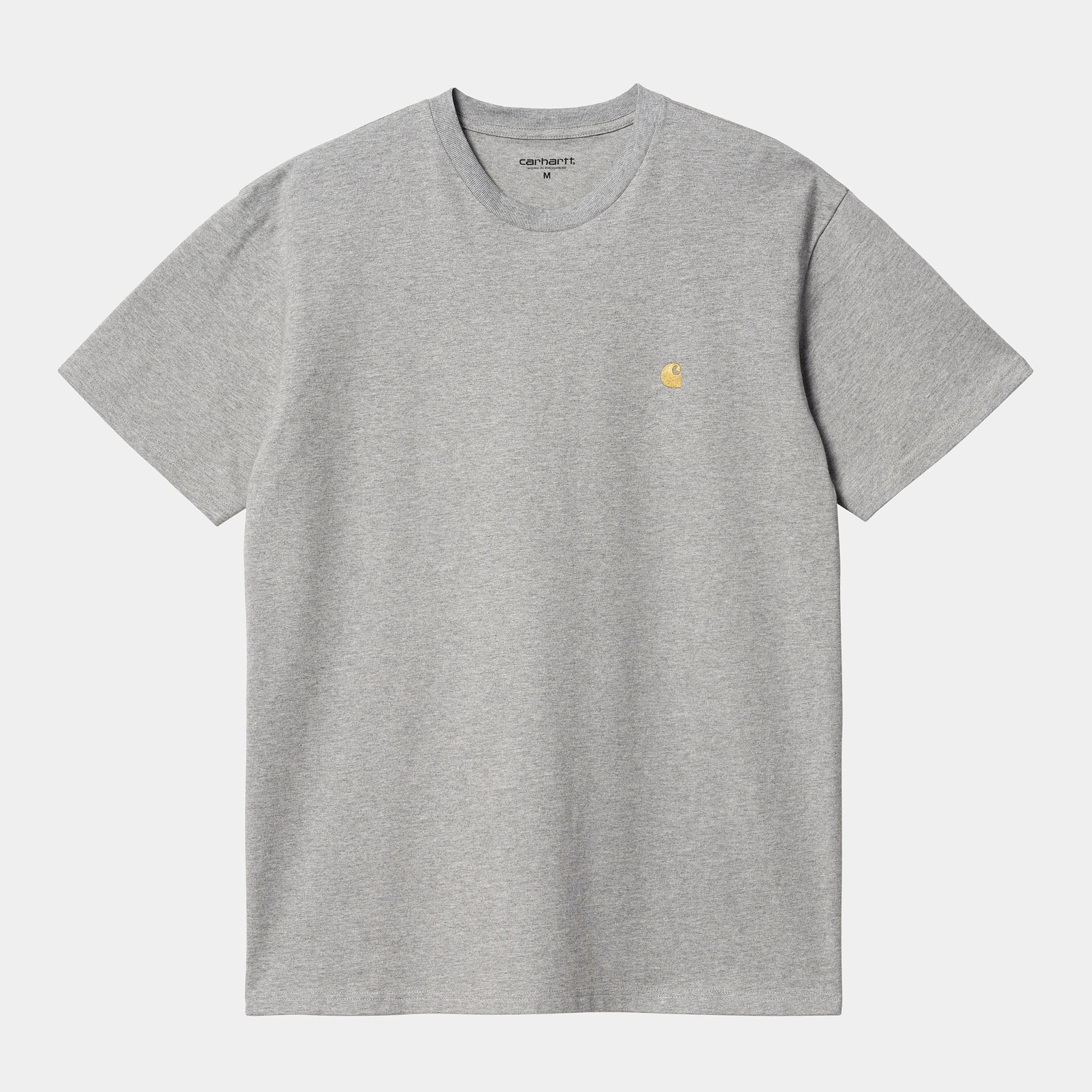 Carhartt S/S Chase T-shirt Grey Heather / Gold - Steranko Clothing Manchester