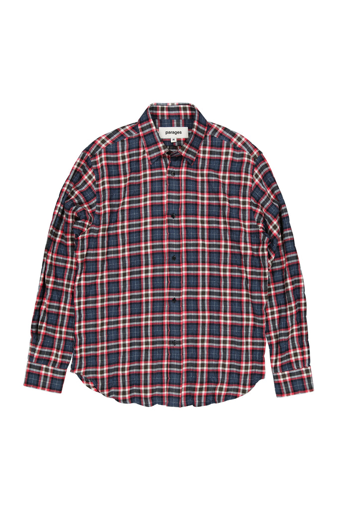 Parages Crinkle Shirt Grey / Red Checks
