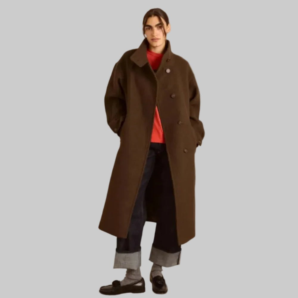 Damson Madder Agnes Wool Blend Coat Chocolate - Steranko Clothing Manchester