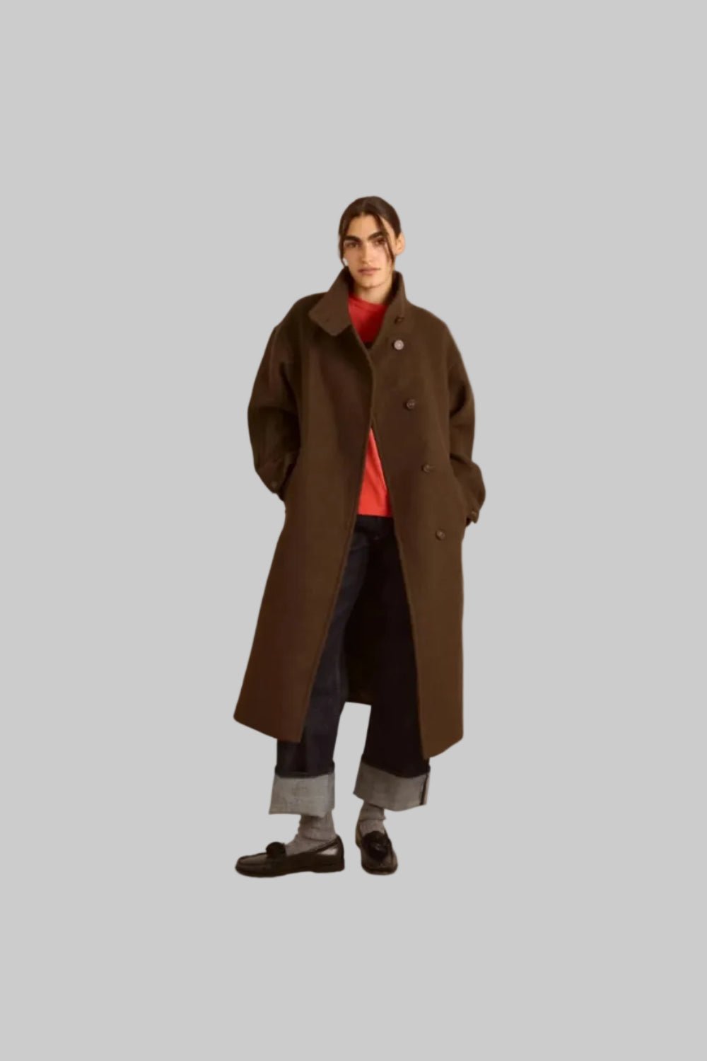 Damson Madder Agnes Wool Blend Coat Chocolate - Steranko Clothing Manchester