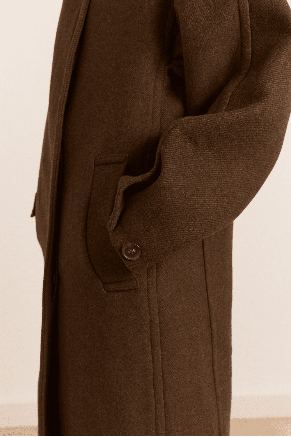 Damson Madder Agnes Wool Blend Coat Chocolate - Steranko Clothing Manchester