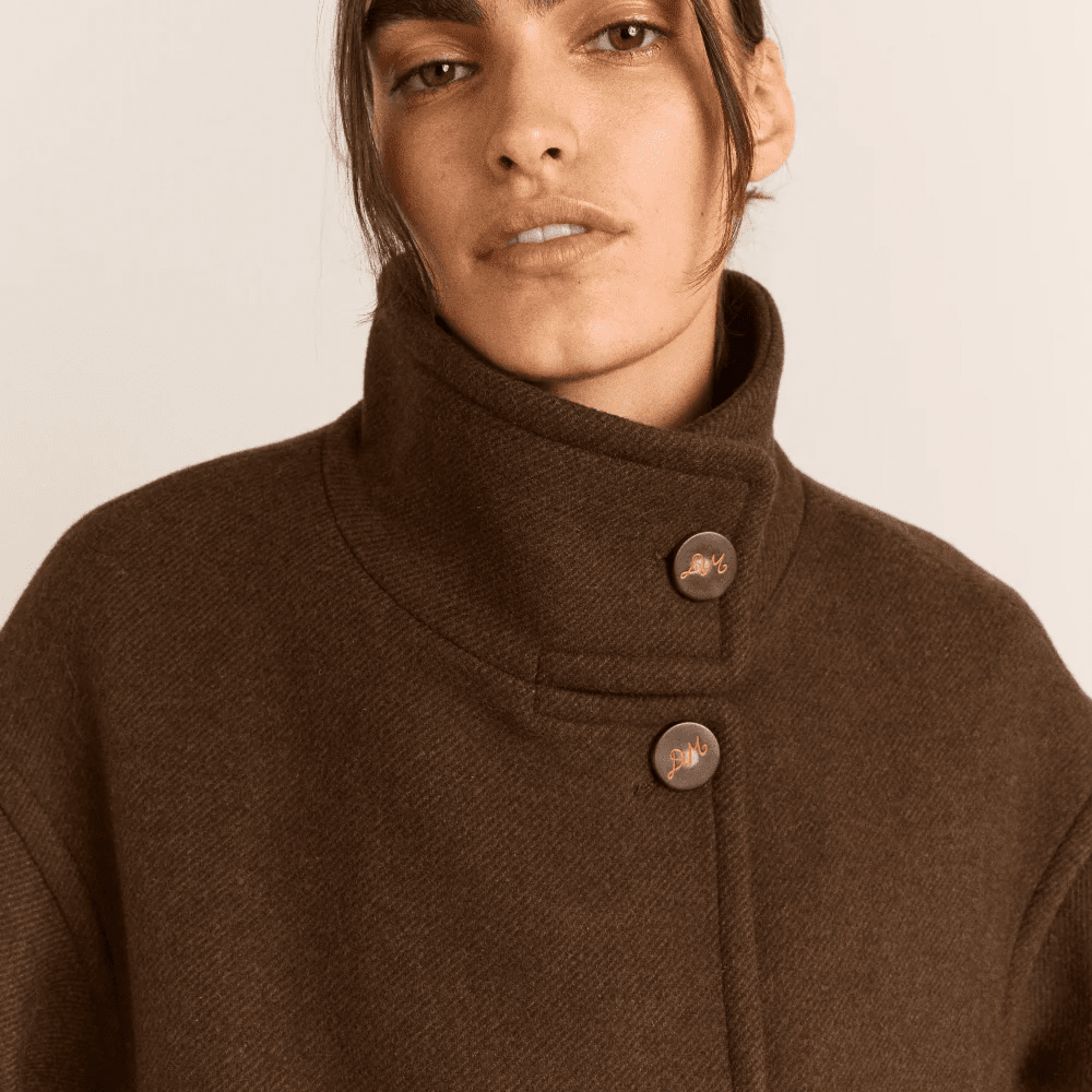Damson Madder Agnes Wool Blend Coat Chocolate - Steranko Clothing Manchester