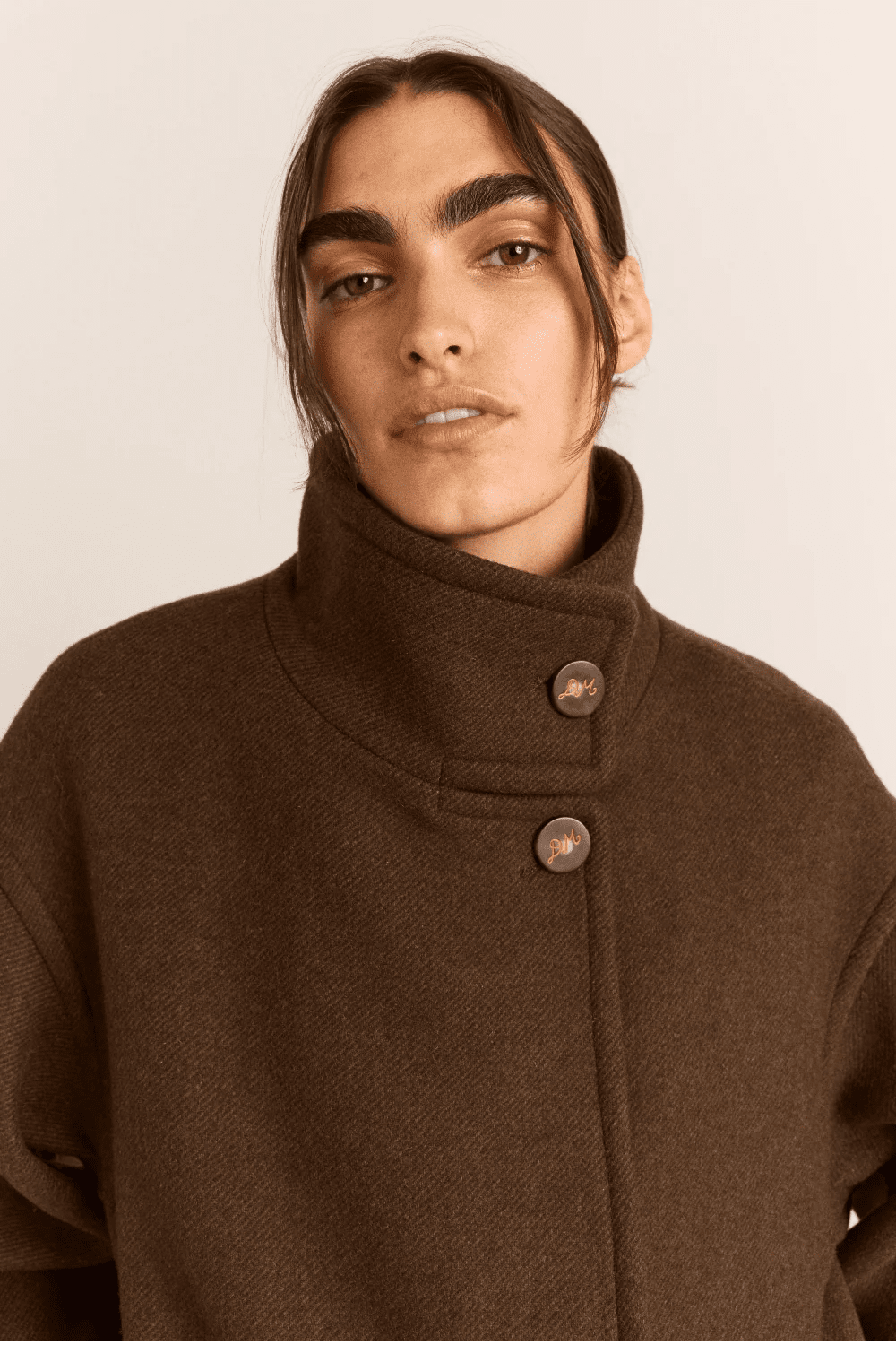 Damson Madder Agnes Wool Blend Coat Chocolate - Steranko Clothing Manchester