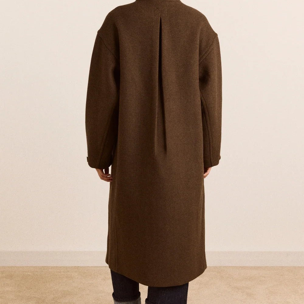 Damson Madder Agnes Wool Blend Coat Chocolate - Steranko Clothing Manchester