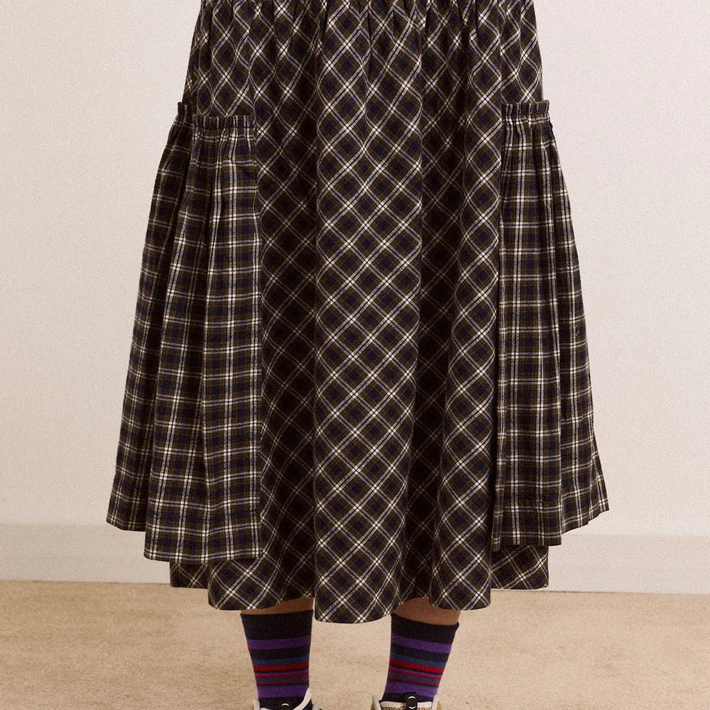 Damson Madder Berta Midi Skirt Lyra Check - Steranko Clothing Manchester