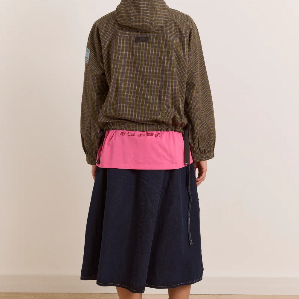 Damson Madder Blake Hooded Top Orion Check - Steranko Clothing Manchester