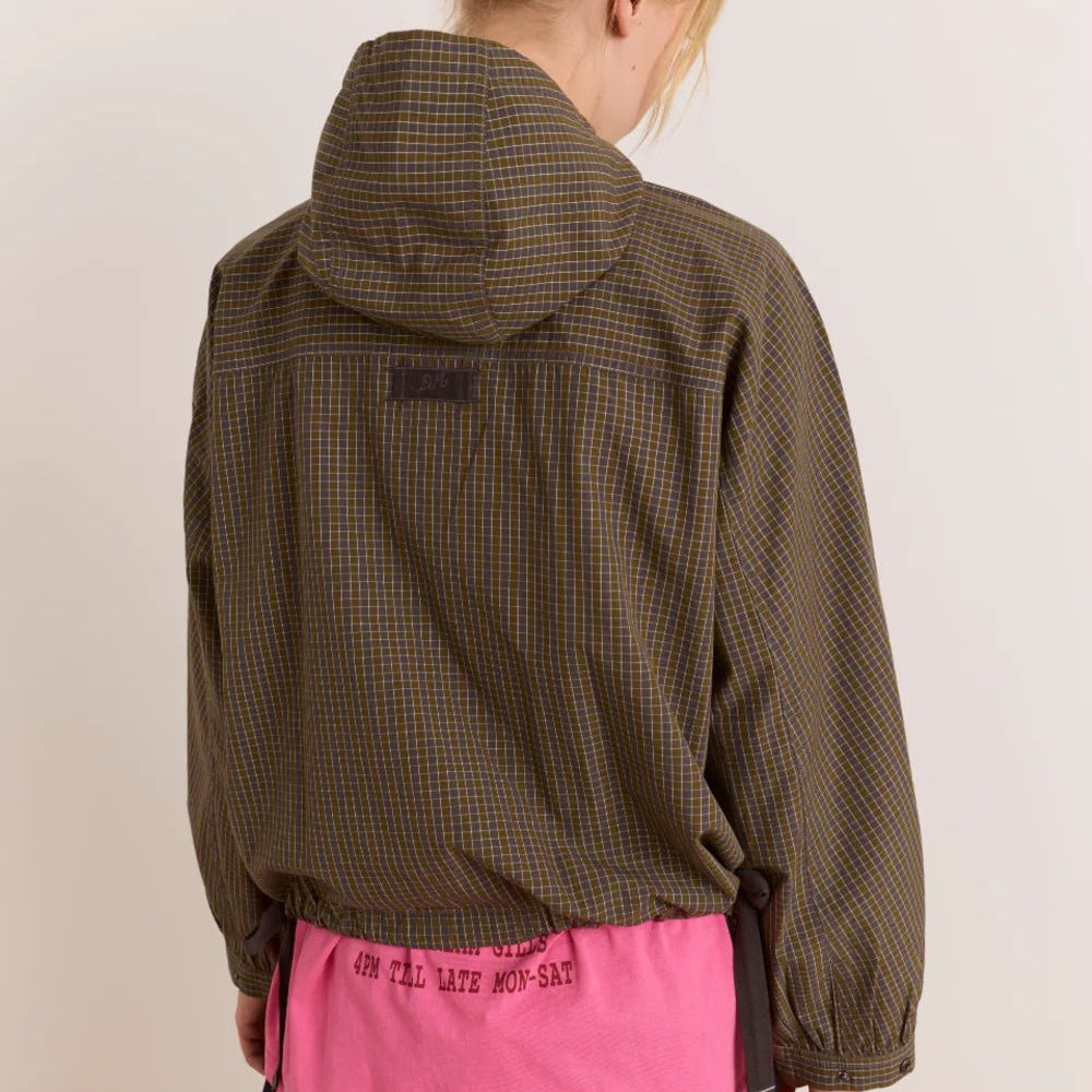 Damson Madder Blake Hooded Top Orion Check - Steranko Clothing Manchester