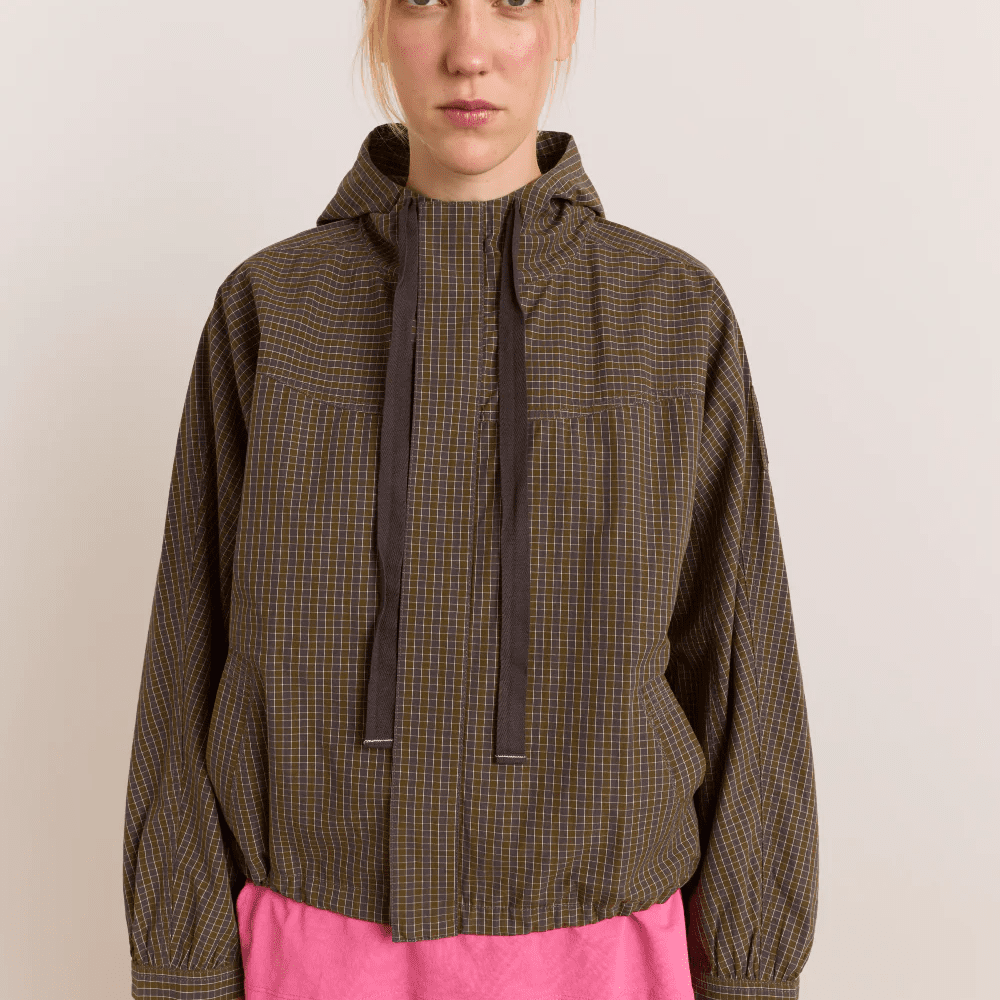 Damson Madder Blake Hooded Top Orion Check - Steranko Clothing Manchester