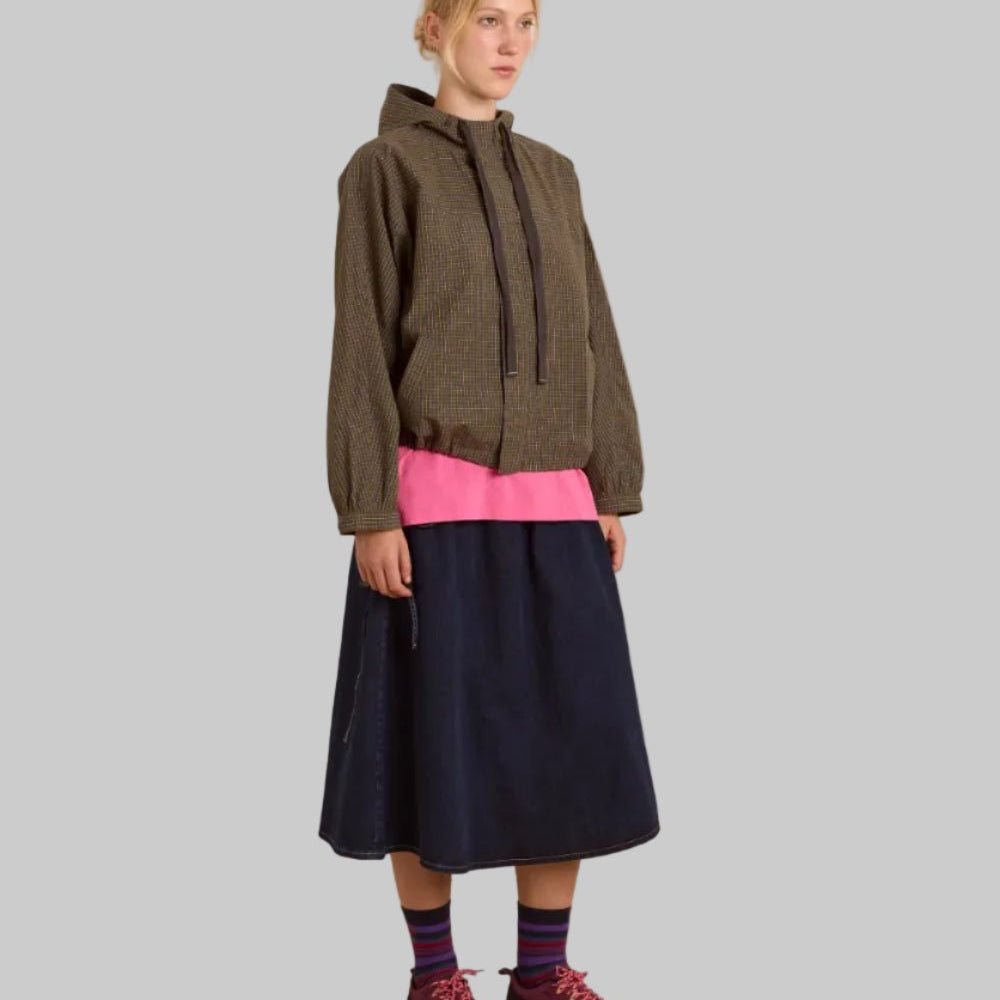Damson Madder Blake Hooded Top Orion Check - Steranko Clothing Manchester
