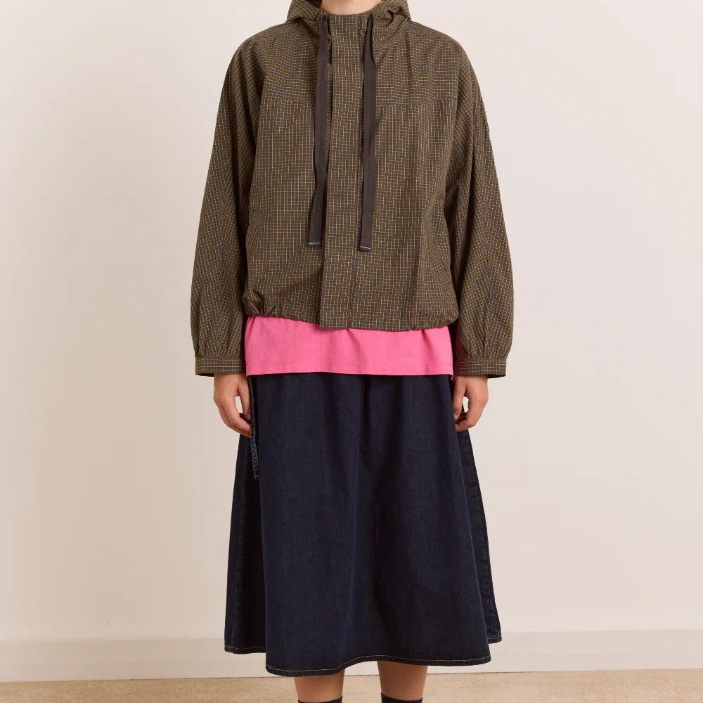 Damson Madder Blake Hooded Top Orion Check - Steranko Clothing Manchester