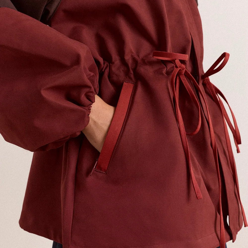 Damson Madder Liu Shower Proof Raincoat Burgundy - Steranko Clothing Manchester