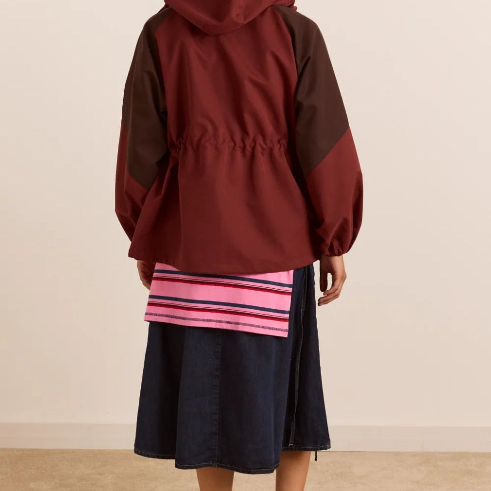 Damson Madder Liu Shower Proof Raincoat Burgundy - Steranko Clothing Manchester