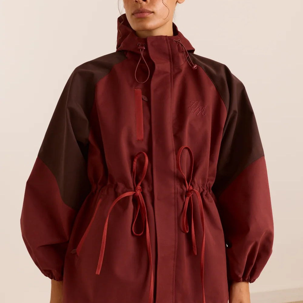 Damson Madder Liu Shower Proof Raincoat Burgundy - Steranko Clothing Manchester