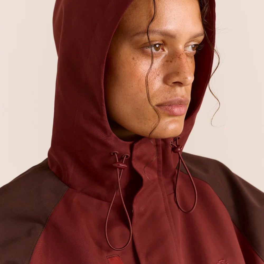 Damson Madder Liu Shower Proof Raincoat Burgundy - Steranko Clothing Manchester