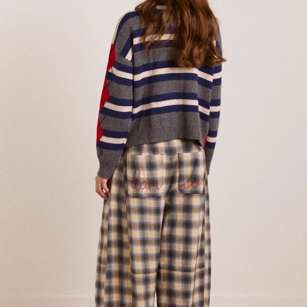 Damson Madder Mara Trouser Blur Brushed Check - Steranko Clothing Manchester