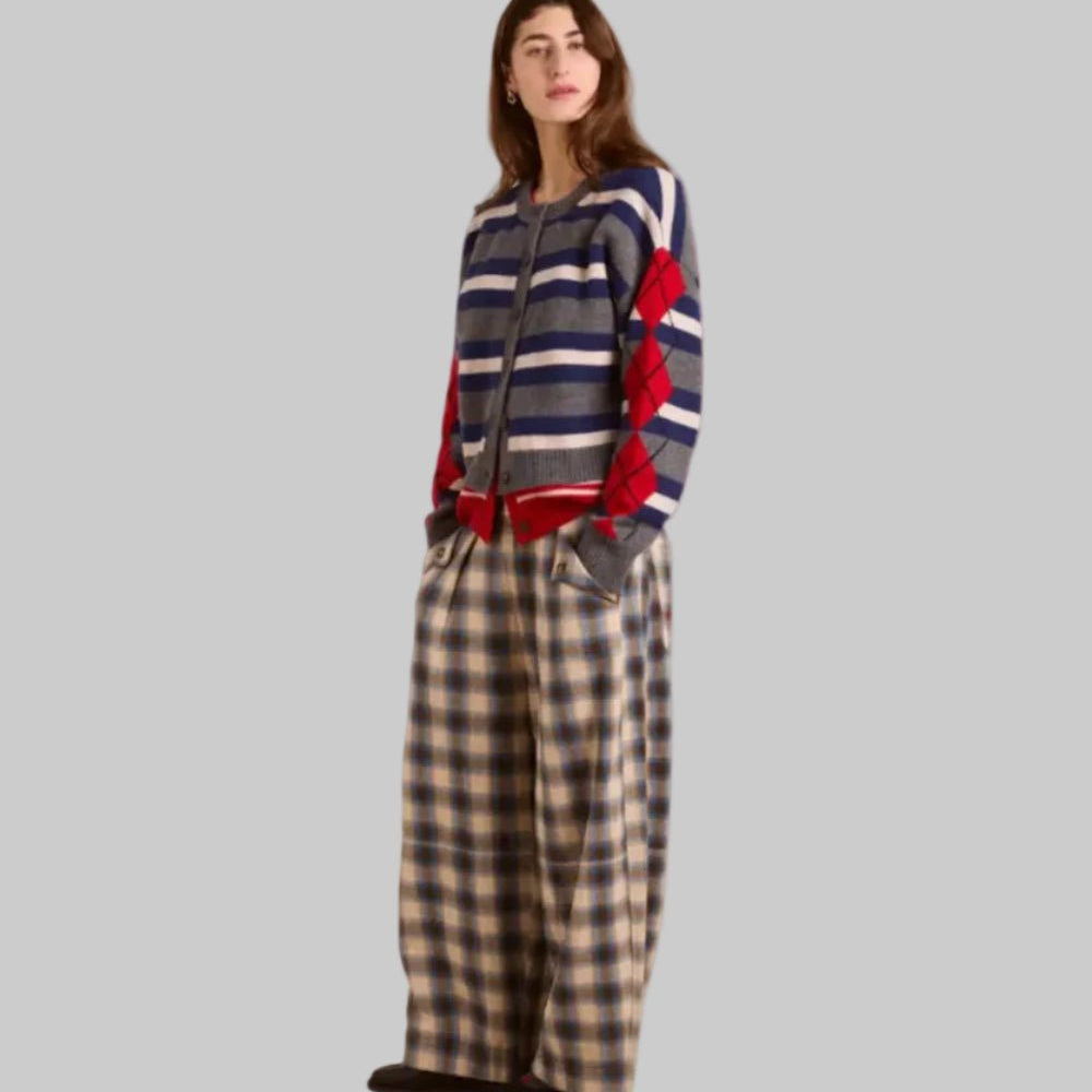 Damson Madder Mara Trouser Blur Brushed Check - Steranko Clothing Manchester