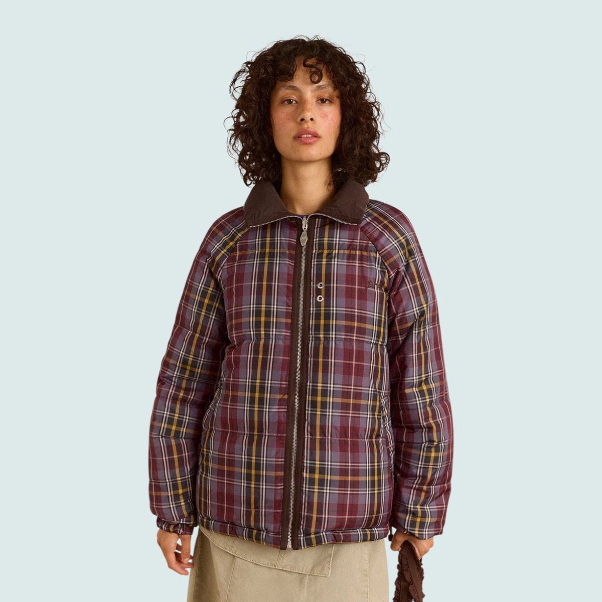 Damson Madder Reversible Opal Puffer Plumb Check - Steranko Clothing Manchester
