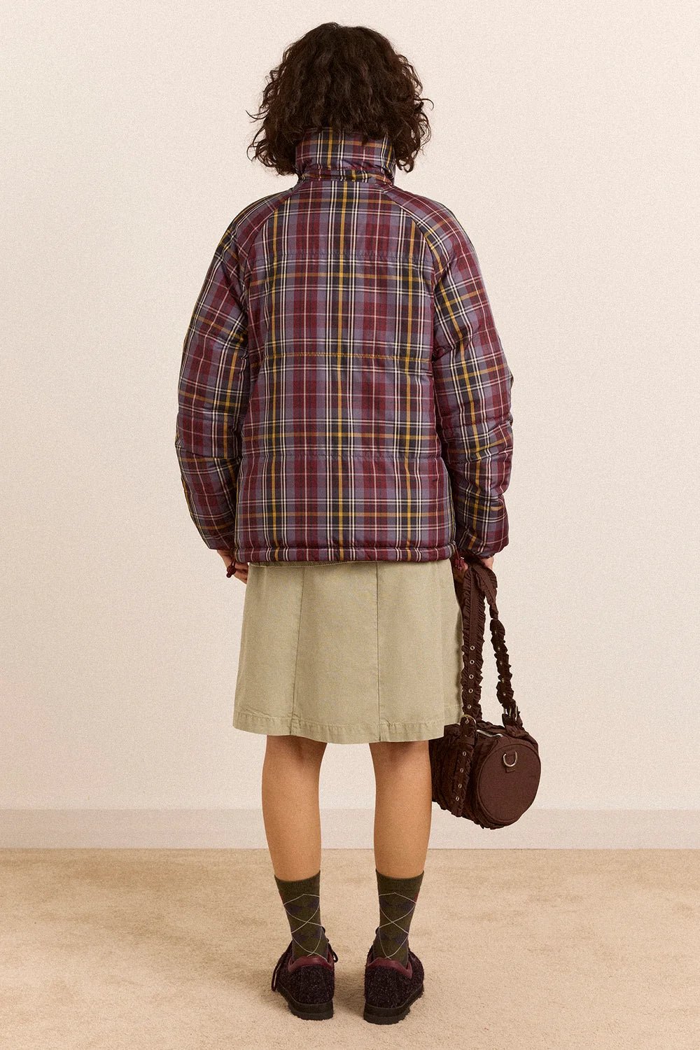 Damson Madder Reversible Opal Puffer Plumb Check - Steranko Clothing Manchester