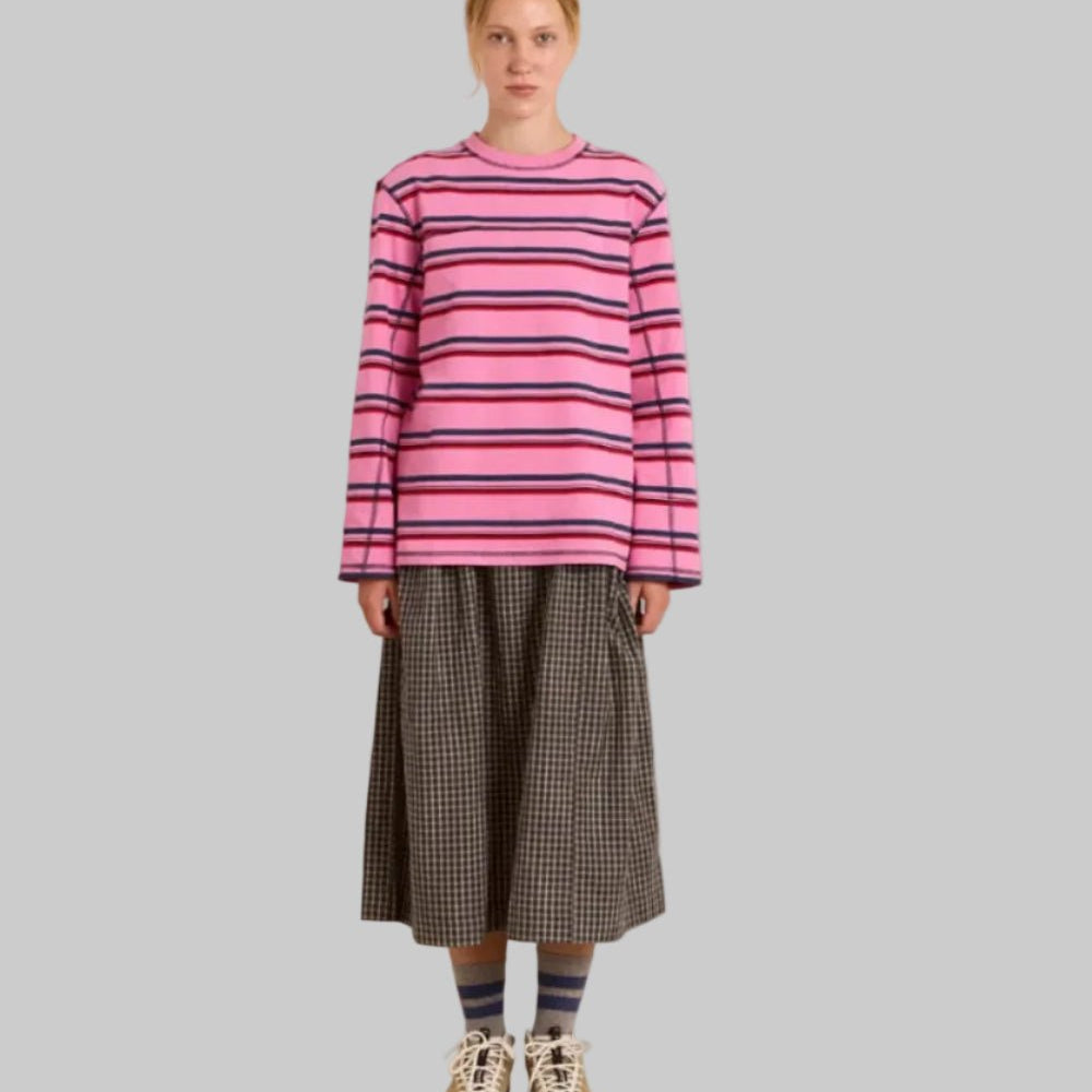 Damson Madder Samara Tee Pink Stripe - Steranko Clothing Manchester