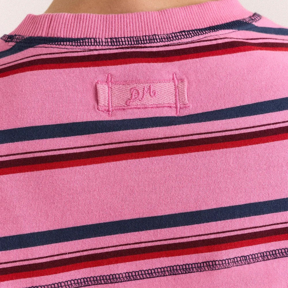 Damson Madder Samara Tee Pink Stripe - Steranko Clothing Manchester
