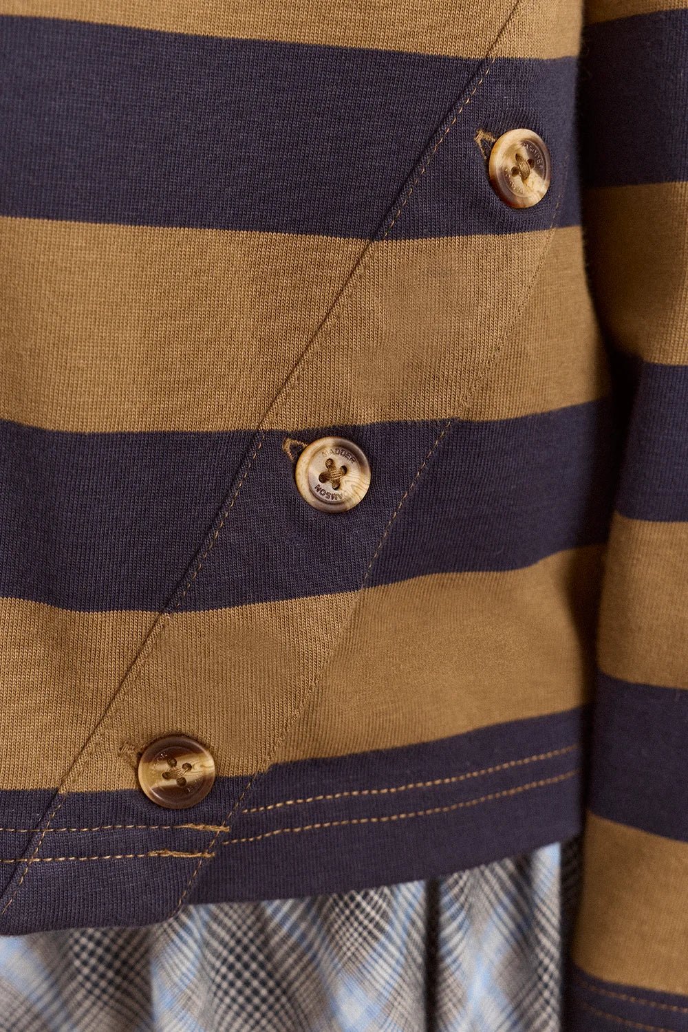 Damson Madder Scotti LS Tee Olive Stripe - Steranko Clothing Manchester