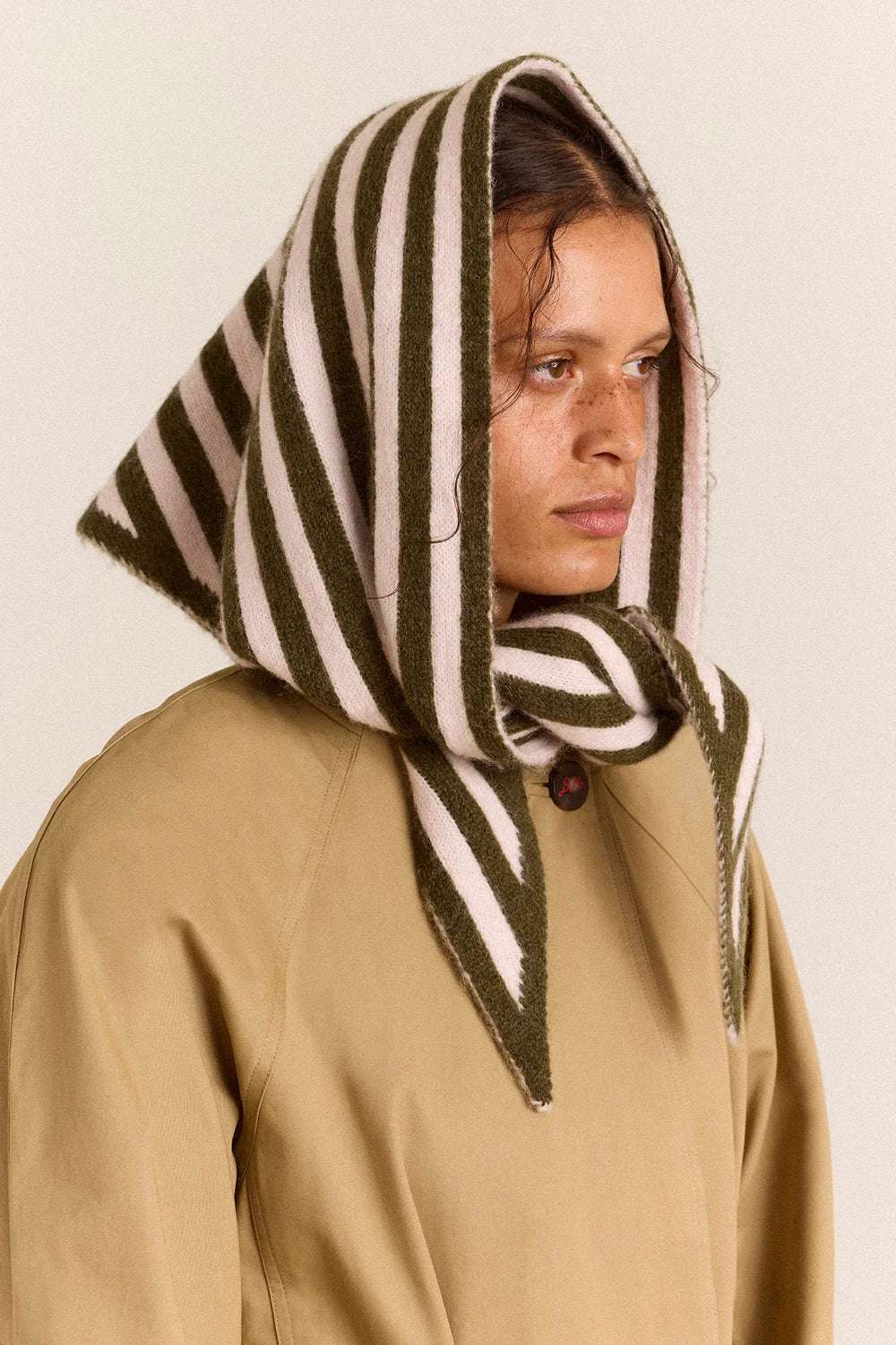 Damson Madder Triangle Scarf Olive / Pink - Steranko Clothing Manchester