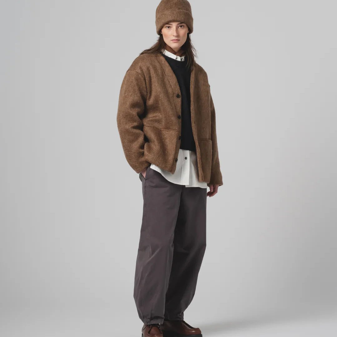 Eat Dust Unisex Cardigan Mohair Fleece Java Brown - Steranko Clothing Manchester