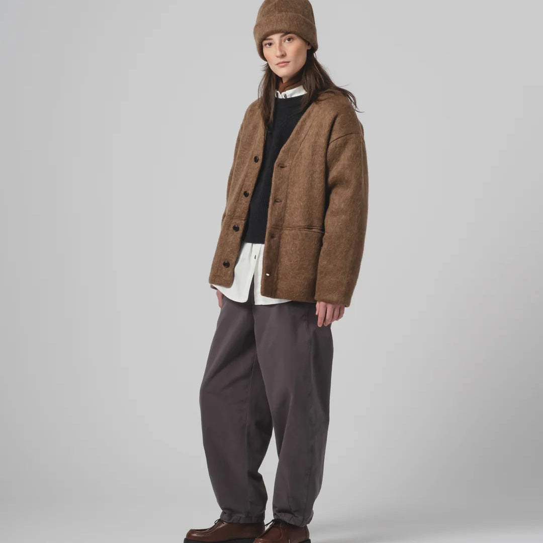 Eat Dust Unisex Cardigan Mohair Fleece Java Brown - Steranko Clothing Manchester