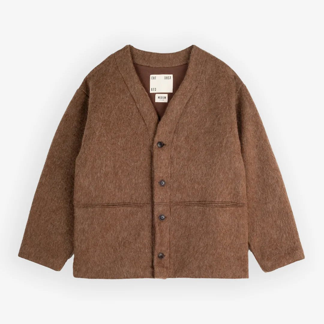 Eat Dust Unisex Cardigan Mohair Fleece Java Brown - Steranko Clothing Manchester