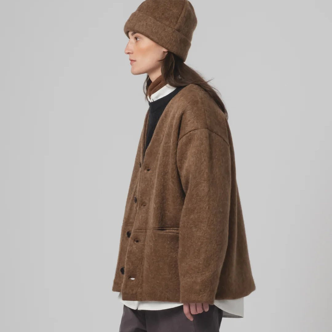 Eat Dust Unisex Cardigan Mohair Fleece Java Brown - Steranko Clothing Manchester