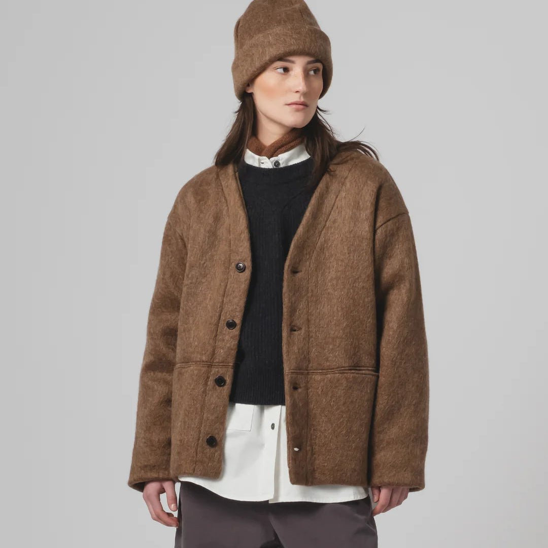 Eat Dust Unisex Cardigan Mohair Fleece Java Brown - Steranko Clothing Manchester