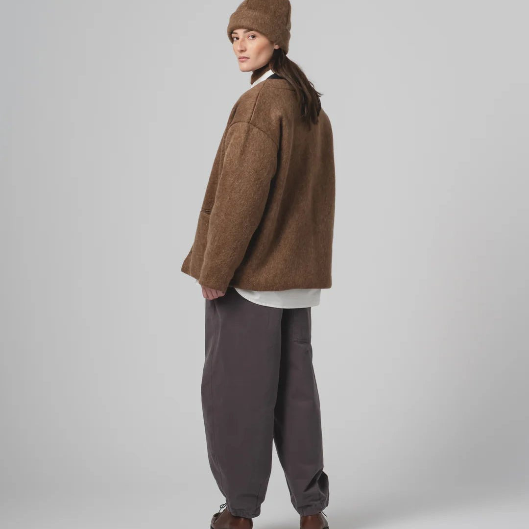 Eat Dust Unisex Cardigan Mohair Fleece Java Brown - Steranko Clothing Manchester