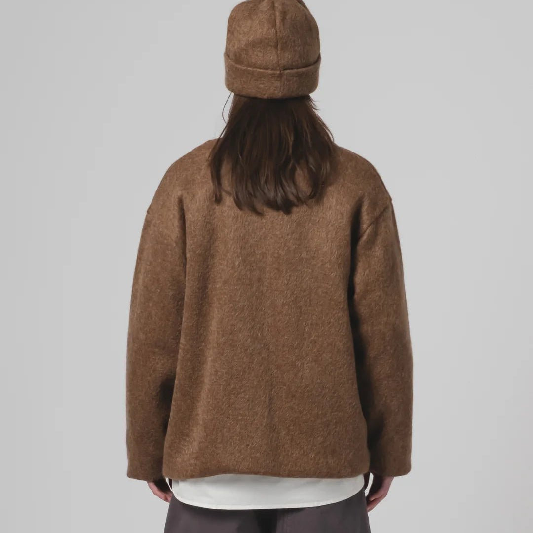 Eat Dust Unisex Cardigan Mohair Fleece Java Brown - Steranko Clothing Manchester