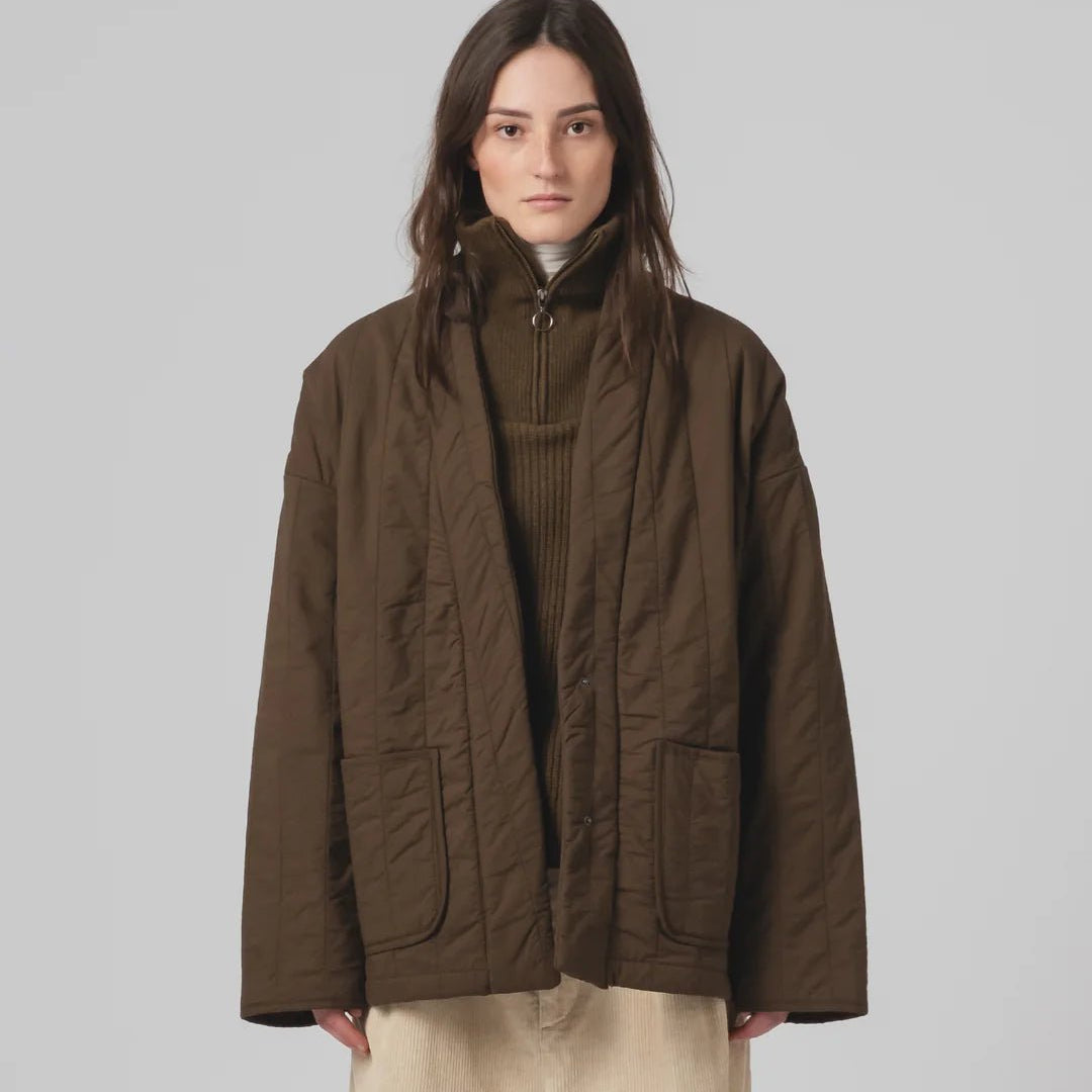 Eat Dust Unisex Edo Quilted Jacket Java Brown - Steranko Clothing Manchester